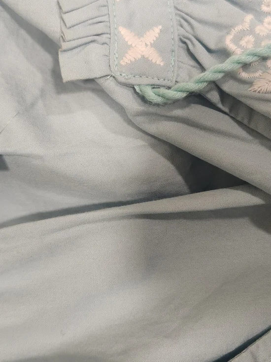 Wonderly Mint Boho Peasant Top - White Floral Embroidery & Tassels Large - Picture 15 of 16